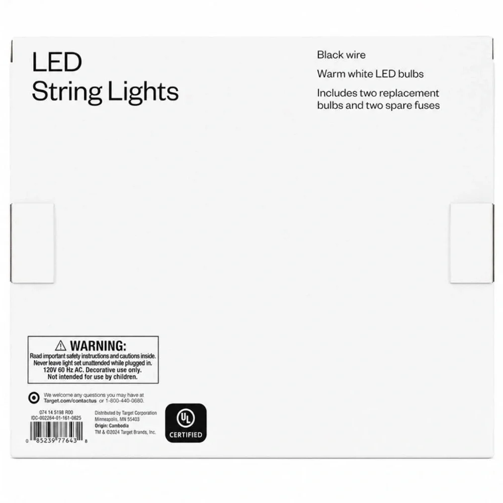 LED String Lights Indoor Outdoor 10 Light Warm White Decorative Room Decor NIB